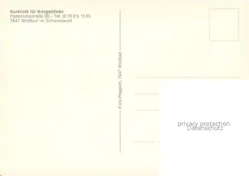 AK / Ansichtskarte Bad_Wildbad Kurklinik fuer Kriegsblinde im Schwarzwald Bad_Wildbad