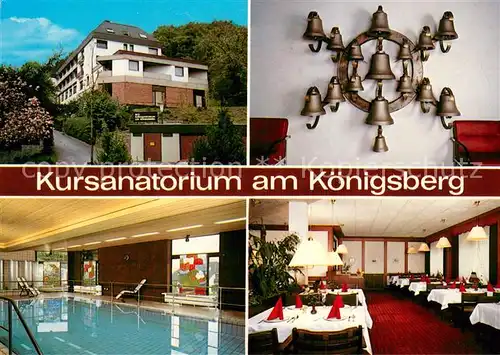 AK / Ansichtskarte Bad_Pyrmont Kursanatorium am Koenigsberg Restaurant Hallenbad Bad_Pyrmont