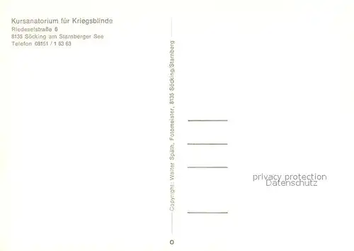 AK / Ansichtskarte Soecking_Starnberg Kursanatorium fuer Kriegsblinde Soecking_Starnberg