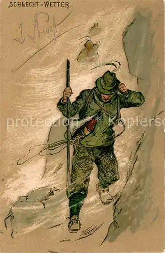 AK / Ansichtskarte Kuenstlerkarte Schlecht Wetter 