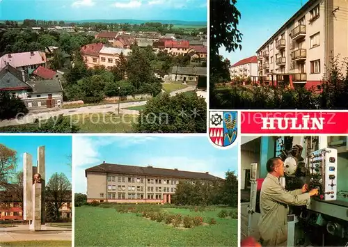 AK / Ansichtskarte Hulin__Hullein_CZ Panorama Moderni bydleni prinasi nova vystavba Ve stredu mesta dominuje pamatnik Lenina 