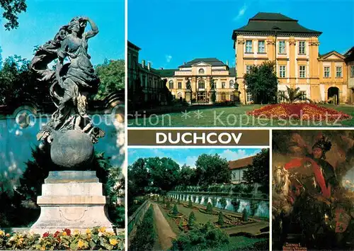 AK / Ansichtskarte Duchcov_CZ Statni zamek Plastika Matyase Brauna Portret Valdstejna Zdenko I od Vaclava Vavrince Reinera 