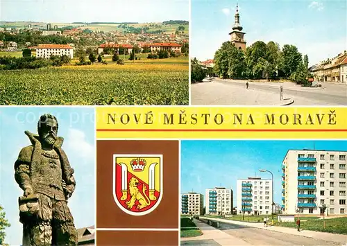 AK / Ansichtskarte Nove_Mesto_na_Morave Celkovy pohled e Namesti Dr Sekaniny Pomnik Vratislava z Prnstejna Nove sidliste Nove_Mesto_na_Morave