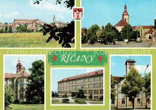 AK / Ansichtskarte Ricany Namesti Detska ozdravovna a lecebna Mir Stredni skola Stara radnice Ricany