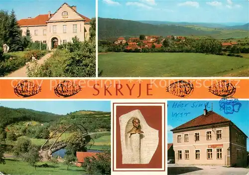 AK / Ansichtskarte Skryje_Skree_CZ Museum Denkmal Bueste Bruecke Panorama 