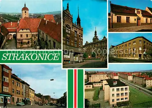 AK / Ansichtskarte Strakonice_Strakonitz Mesto vzniklo na soutoku Volynky s Otavou v podhradi nizinneho hradu Jelenkou a vezi hradniho chramu Strakonice jsou ve svete zname motocykly  Strakonice_Strakonitz