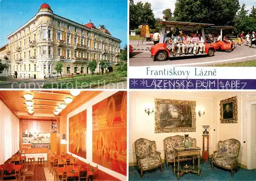 AK / Ansichtskarte Frantiskovy_Lazne Lazensky dum Labe Mikrovlacek Tri lilie Demni bar a salonek Frantiskovy_Lazne