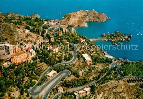 AK / Ansichtskarte Taormina_Sicilia Vue aerienne Isola Bella 