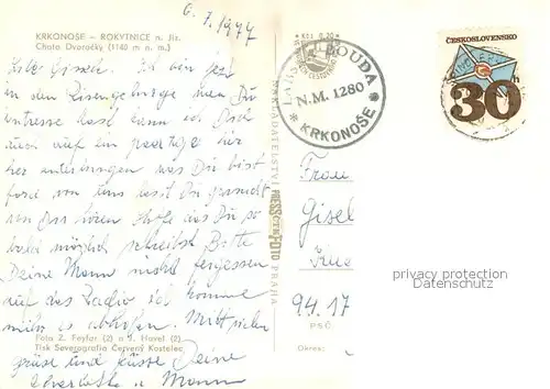 AK / Ansichtskarte Rokytnice_nad_Jizerou_CZ Chata Dvoracky 