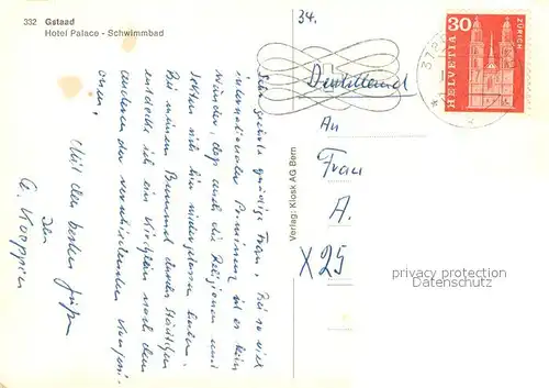 AK / Ansichtskarte Gstaad_BE Hotel Palace Schwimmbad 