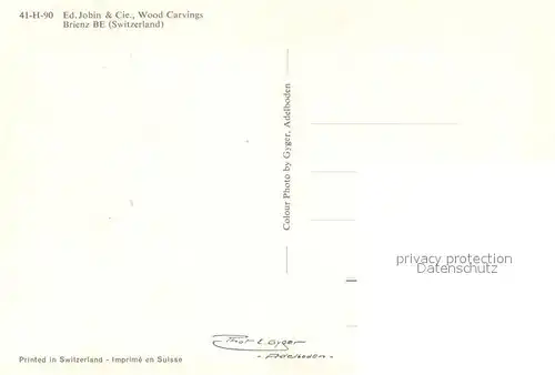 AK / Ansichtskarte Brienz_BE Ed Jobin et Cie Wood Carvings Brienz_BE