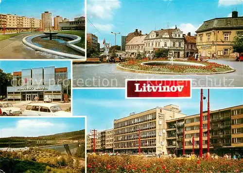 AK / Ansichtskarte Litvinov_Oberleutensdorf_CZ Namesti Svobody Namesti Budovatelu Plavecky bazenFlajska prehrada Obchodni dum Elko 