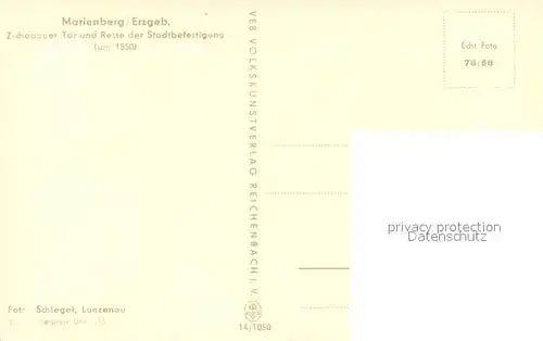 AK / Ansichtskarte Marienberg_Erzgebirge Zschopauer Tor und Reste der Stadtbefestigung Marienberg Erzgebirge