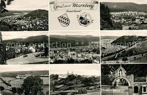 AK / Ansichtskarte Marsberg_Sauerland Panorama Diemelbruecke Obermarsberg Panorama Eingangstor Marsberg_Sauerland