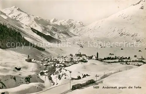 AK / Ansichtskarte Andermatt_UR Winterpanorama mit der Furka Feldpost 