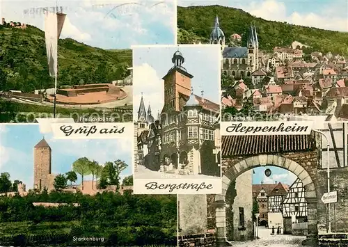 AK / Ansichtskarte Heppenheim_Bergstrasse Freilichtbuehne Teilansicht Rathaus Starkenburg Sickinger Tor Heppenheim_Bergstrasse