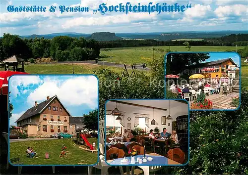 AK / Ansichtskarte Rathewalde Gaststaette Pension Hochsteinschaenke Spielplatz Gaststube Terrasse Rathewalde