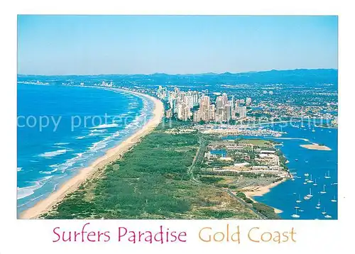 AK / Ansichtskarte Gold_Coast_Australia Surfers Paradise and the Broadwater Fliegeraufnahme Gold_Coast_Australia