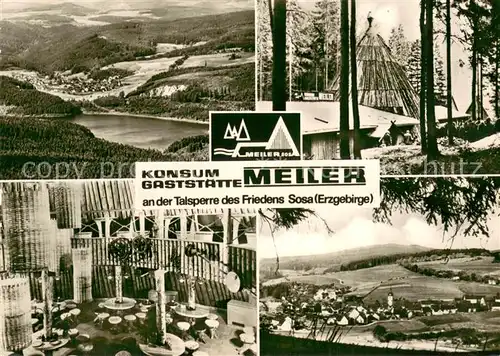 AK / Ansichtskarte Sosa_Erzgebirge Konsum Gaststaette Meiler an d. Talsperre d. Friedens Sosa Sosa Erzgebirge
