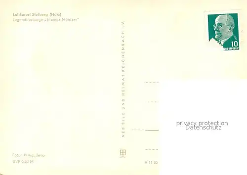 AK / Ansichtskarte Stolberg_Harz Jugendherberge Thomas Muentzer Fachwerkhaus Stolberg Harz