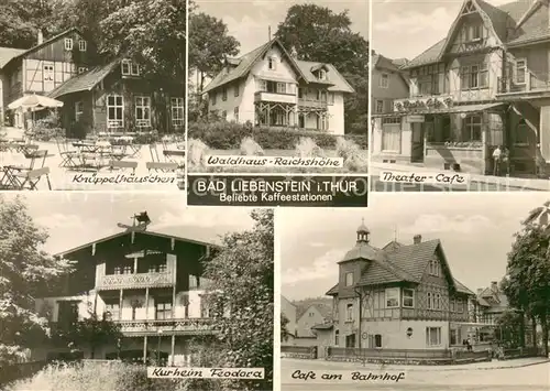 AK / Ansichtskarte Bad_Liebenstein Waldhaus Reichshoehe Theater Cafe Cafe am Bahnhof Kurheim Teodora Knueppelhaeuschen Bad_Liebenstein