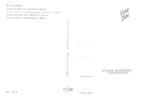 AK / Ansichtskarte Dresden Prager Strasse m. Interhotel Newo bei Nacht Dresden