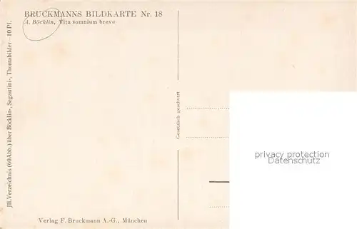 AK / Ansichtskarte Boecklin_Arnold_Boecklin Bruckmanns Bildkarte Nr.18 Vita somnium breve 