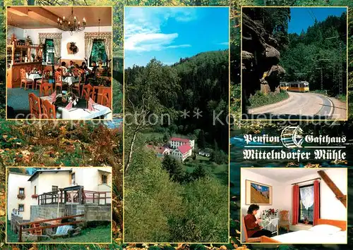 AK / Ansichtskarte Kirnitzschtal Mittelndorfer Muehle Pension und Gasthaus Gaststube Zimmer Kirnitzschtal