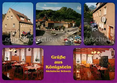 AK / Ansichtskarte Koenigstein_Saechsische_Schweiz Schraegers Gaststaette Gastraeume Ortspartien Koenigstein_Saechsische