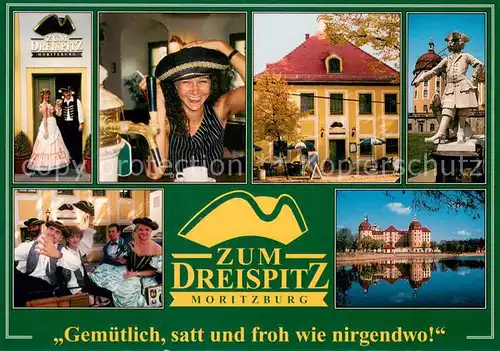 AK / Ansichtskarte Moritzburg_Sachsen Zum Dreispitz Schloss Hotel Gaststube Trachten Moritzburg Sachsen