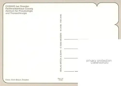 AK / Ansichtskarte Coswig_Sachsen Fachkrankenhaus Coswig Teilansichten Park Statue Coswig Sachsen