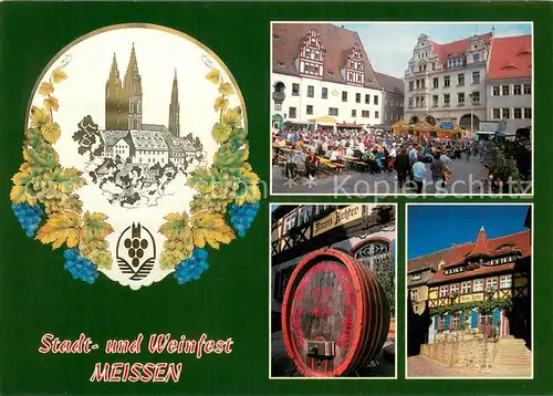 AK / Ansichtskarte Meissen_Elbe_Sachsen Stadt und Weinfest Marktplatz Restaurant Richter Meissen_Elbe_Sachsen