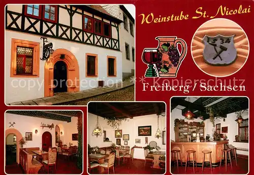 AK / Ansichtskarte Freiberg_Sachsen Weinstube St Nicolai Gastraeume Bar Freiberg Sachsen