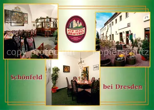 AK / Ansichtskarte Schoenfeld_Dresden Gaststaette Zur Alten Brauerei Gaststube Terrasse Schoenfeld Dresden