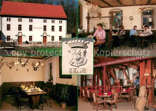 AK / Ansichtskarte Schoenborn_Dresden Graefliche Marienmuehle Gastraum Jaegerzimmer Erlebnisgastraum Wappen Carl Graf von Bruehl Schoenborn Dresden