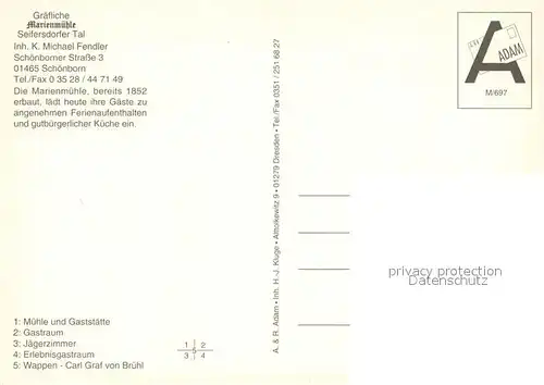 AK / Ansichtskarte Schoenborn_Dresden Graefliche Marienmuehle Gastraum Jaegerzimmer Erlebnisgastraum Wappen Carl Graf von Bruehl Schoenborn Dresden