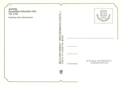 AK / Ansichtskarte Jocketa Gaststaette Adlerstein Alm Jocketa