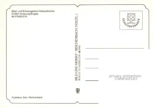 AK / Ansichtskarte Ansprung Bibel und Erholungsheim Huettstadtmuehle Ansprung
