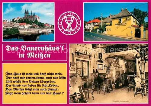 AK / Ansichtskarte Meissen_Elbe_Sachsen Schloss Das Bauernhaeusl Original Gaststube Meissen_Elbe_Sachsen