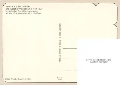 AK / Ansichtskarte Meissen_Elbe_Sachsen Altdeutsche Weinschaenke Vincenz Richter Meissen_Elbe_Sachsen