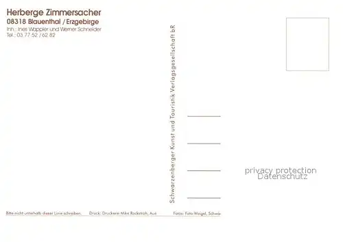 AK / Ansichtskarte Blauenthal_Erzgebirge Herberge Zimmersacher Wasserfall Blauenthal_Erzgebirge