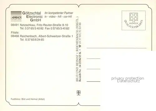 AK / Ansichtskarte Reichenbach_Vogtland Blaues Haus Goeltzschtal Electronic Verkaufsraeume Reichenbach_Vogtland