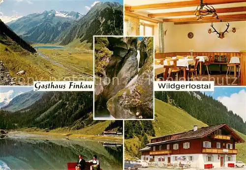 AK / Ansichtskarte Gerlos Alpengasthof Finkau Oberwirt Gaststube Panorama Leitenkammerklamm Gerlos