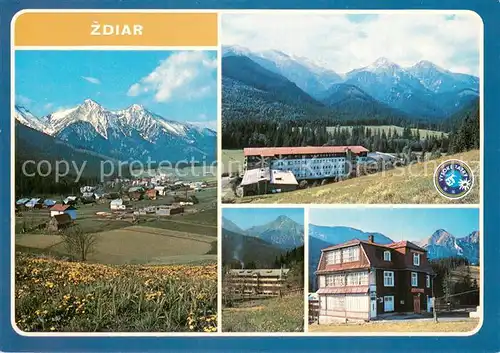 AK / Ansichtskarte Zdiar_Vysoke_Tatry_SK Obec v pozadi Zdiarska vidla a Havran Zotavovne ROH Magura a Tatra Protezka 