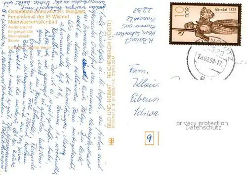 AK / Ansichtskarte Zinnowitz_Ostseebad Feriendienst der IG Wismut Meerwasserhallenbad Eingangshalle Sauna Zinnowitz_Ostseebad