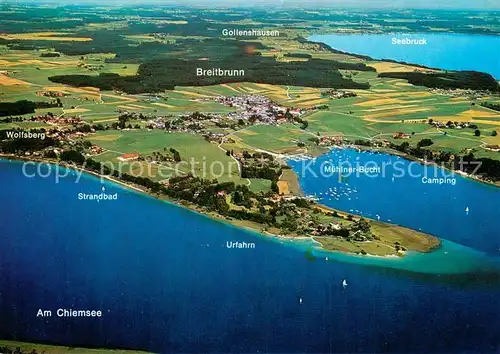 AK / Ansichtskarte Chiemsee Fliegeraufnahme mit Urfahrn Seebruck und Breitbrunn Chiemsee