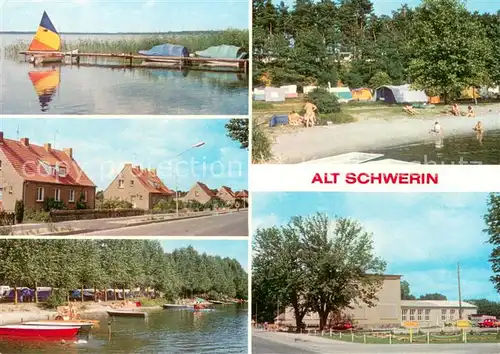AK / Ansichtskarte Alt_Schwerin Plauer See Dorfstrasse Bootsanlegestelle Campingplatz Dorfkulturhaus Restaurant Alt_Schwerin