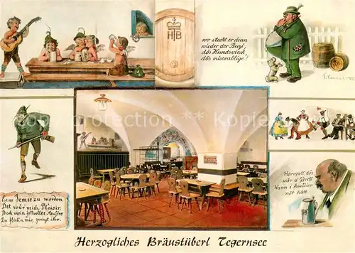 AK / Ansichtskarte Tegernsee Herzogliches Braeustueberl Tegrnsee Wandgemaelde Tegernsee