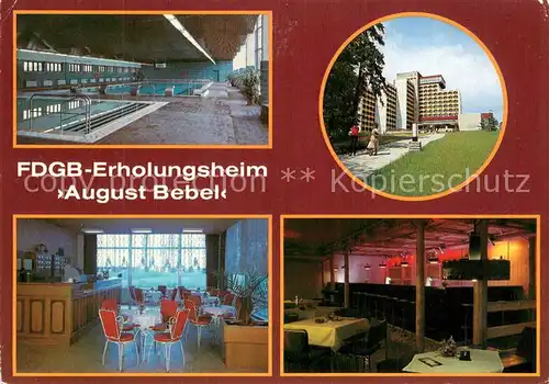 AK / Ansichtskarte Friedrichroda FDGB Erholungsheim August Bebel Schwimmhalle Tee und Mokkastube Bar Zum Stollen Friedrichroda