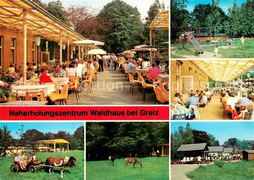 AK / Ansichtskarte Waldhaus_Greiz Naherholungszentrum Freiterrasse Ponykutsche Wildpark  Waldhaus Greiz